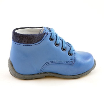 Blauwe leren jongens schoenen 3