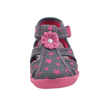 Sandalen grijs met roze sterren - 3